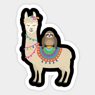 'Sloth Riding Llama' Funny Sloth Gift Sticker